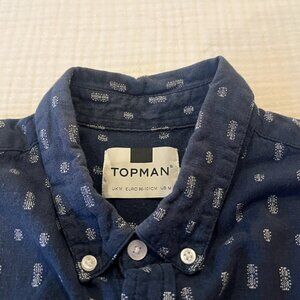 TOPMAN short sleeve collared shirt navy pattern made in India TOPSHOP